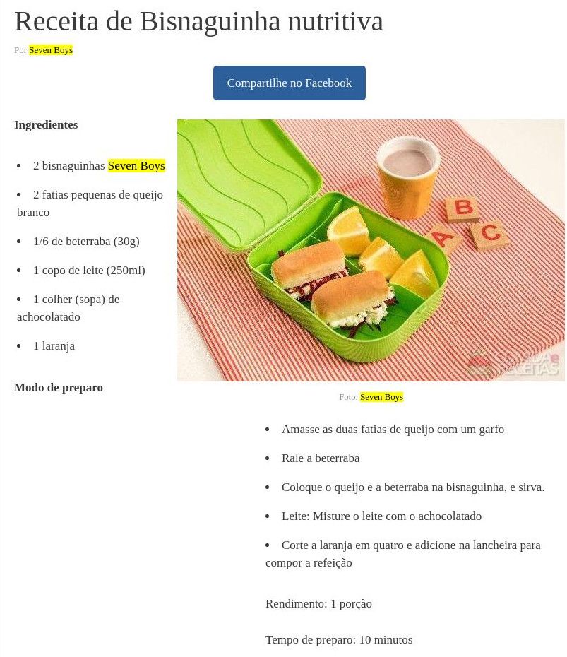 Bisnaguinha nutritiva - Comida e Receitas