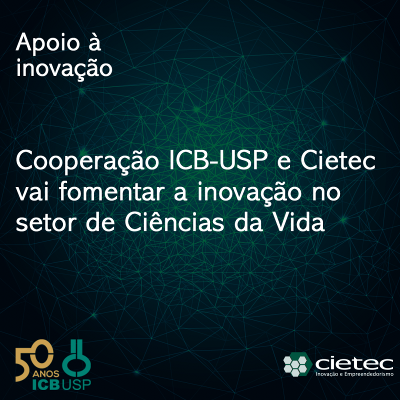 O Centro de Inovação, Tecnologia e Empreendedorismo (Cietec) e o Instituto de Ciências Biomédicas da Universidade de São Paulo (ICB-USP) firmaram um Termo de Cooperação para fomentar a inovação na área de Ciências da Vida. O acordo entre as instituições tem a chancela da Agência USP de Inovação (AUSPIN), dedicada a promover o empreendedorismo e a inovação de base tecnológica na Universidade. A parceria foi apresentada por Thiago Velloso, CEO do Cietec, e pelo diretor do ICB-USP, Luís Carlos de Souza Ferreira, na última reunião da Congregação do ICB-USP, realizada nesta quarta-feira (30/6). “Eu fico realmente feliz em ver a importante contribuição do ICB para o avanço da ciência e do empreendedorismo científico no Brasil. O instituto é hoje o principal berçário de ideias que têm se convertido em empresas de sucesso no nosso país. Temos orgulho em auxiliar, ainda mais, o desenvolvimento desses empreendimentos aqui no Cietec”, afirmou Velloso. O Termo de Cooperação tem como objetivo identificar projetos de inovação tecnológica com potencial de desenvolvimento por startups, incentivar o intercâmbio entre empreendedores, pesquisadores e laboratórios, além de criar condições para que empresas inovadoras oriundas do ICB-USP atuem em parceria científica e tecnológica com laboratórios e pesquisadores do Instituto. “Com o acordo, as nossas instituições vão se unir para construir e dinamizar a base de empresas do ICB, com o objetivo de converter esse conhecimento em produtos e serviços de inovação para beneficiar a sociedade como um todo”, reforçou Ferreira.
