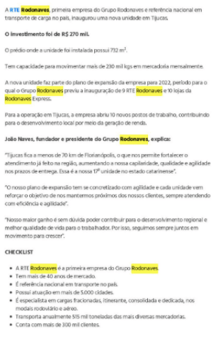 RTE Rodonaves inaugura nova unidade em Caldas Novas (GO) - Trama